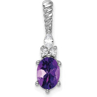 14K White Gold Polished Amethyst and Diamond Drop Earrings with Twisted Bail - 1.4 Carat Total Amethyst Weight by Oro Pregiato
