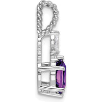 14K White Gold Polished Amethyst and Diamond Drop Earrings with Twisted Bail - 1.4 Carat Total Amethyst Weight by Oro Pregiato