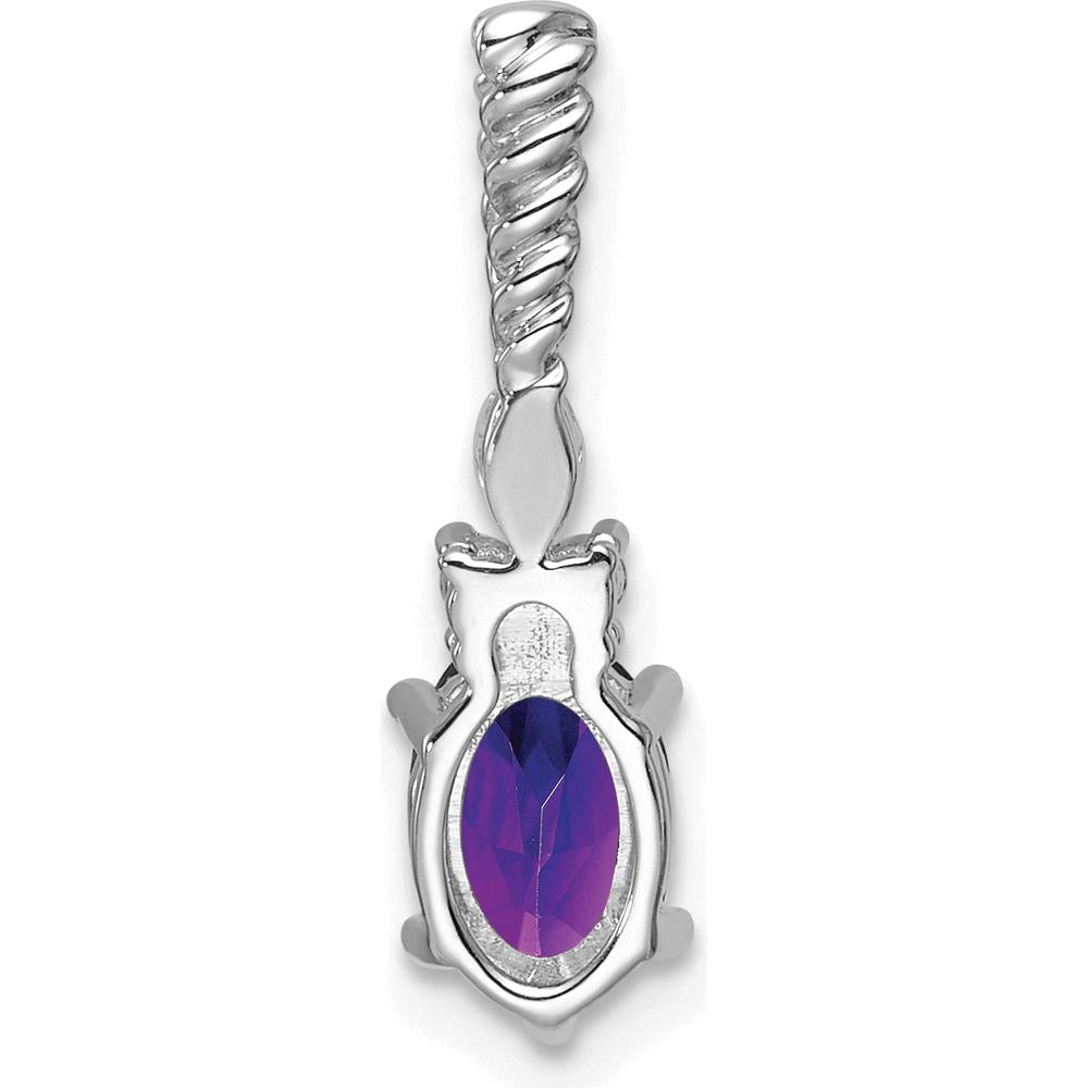14K White Gold Polished Amethyst and Diamond Drop Earrings with Twisted Bail - 1.4 Carat Total Amethyst Weight by Oro Pregiato