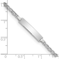 14K White Gold Polished Anchor Link ID Bracelet - 7" with Rhodium Plating by Oro Pregiato