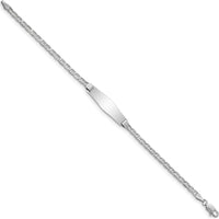 14K White Gold Polished Anchor Link ID Bracelet with Semi-Solid Plate 25.5x7.8mm - Engravable 7" Length by Oro Pregiato