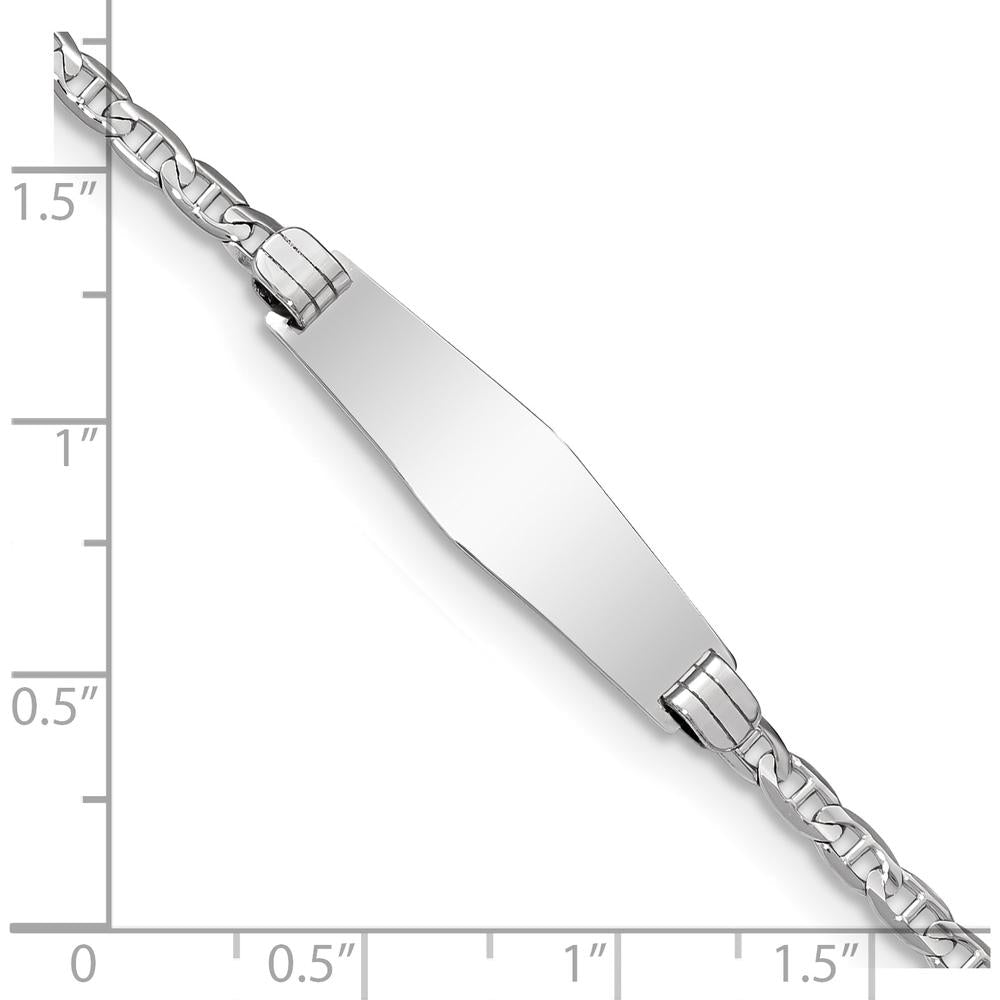 14K White Gold Polished Anchor Link ID Bracelet with Semi-Solid Plate 25.5x7.8mm - Engravable 7" Length by Oro Pregiato