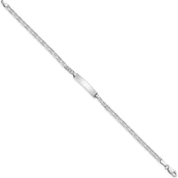 14K White Gold Polished Anchor Link ID Bracelet with Solid Plate - 7" Length by Oro Pregiato