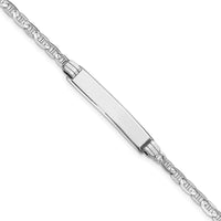 14K White Gold Polished Anchor Link ID Bracelet with Solid Plate - 8" Length by Oro Pregiato