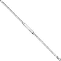 14K White Gold Polished Anchor Link ID Bracelet with Solid Plate - 8" Length by Oro Pregiato