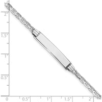 14K White Gold Polished Anchor Link ID Bracelet with Solid Plate - 8" Length by Oro Pregiato