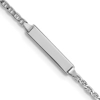 14K White Gold Polished Anchor Link Semi-Solid ID Bracelet - 5.5" Length by Oro Pregiato