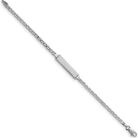 14K White Gold Polished Anchor Link Semi-Solid ID Bracelet - 5.5" Length by Oro Pregiato