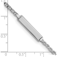 14K White Gold Polished Anchor Link Semi-Solid ID Bracelet - 5.5" Length by Oro Pregiato