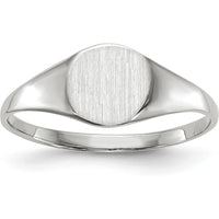 14K White Gold Polished and Brushed Closed Back Signet Ring - Unisex, Engravable, Customizable Design by 0