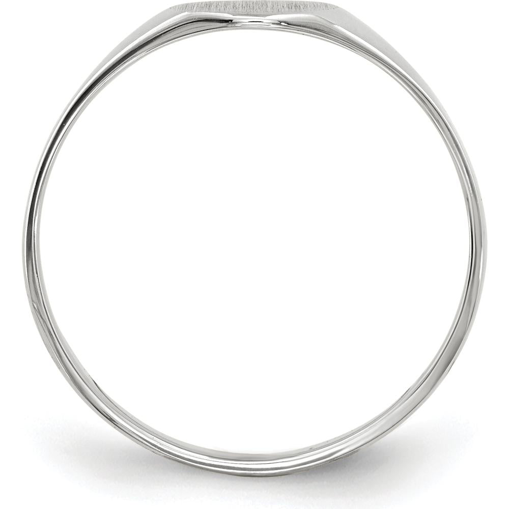 14K White Gold Polished and Brushed Closed Back Signet Ring - Unisex, Engravable, Customizable Design by 0