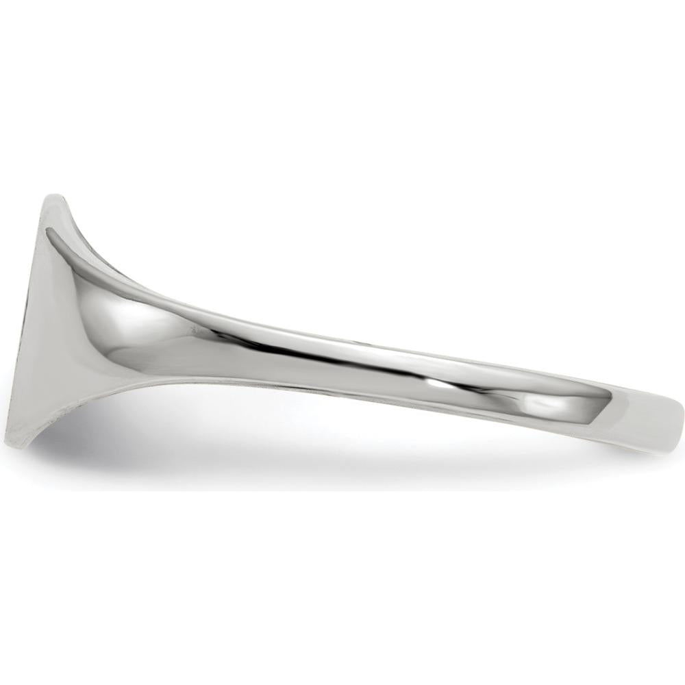 14K White Gold Polished and Brushed Closed Back Signet Ring - Unisex, Engravable, Customizable Design by 0
