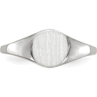 14K White Gold Polished and Brushed Closed Back Signet Ring - Unisex, Engravable, Customizable Design by 0