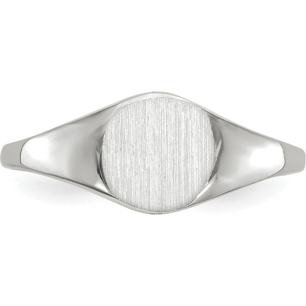 14K White Gold Polished and Brushed Closed Back Signet Ring - Unisex, Engravable, Customizable Design by 0