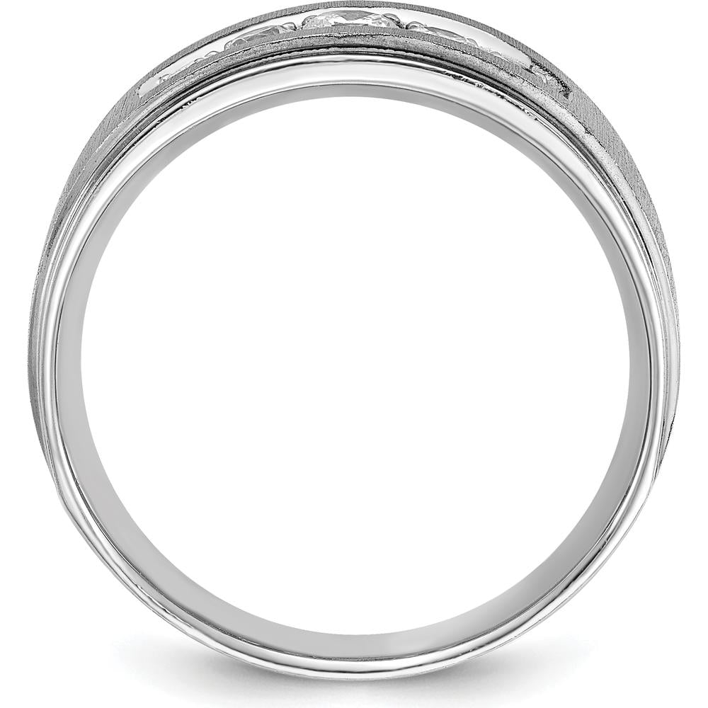 14K White Gold Polished and Brushed Five Stone Men's Ring Mounting by Monteluci Fine Jewelry