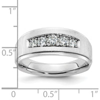 14K White Gold Polished and Brushed Five Stone Men's Ring Mounting by Monteluci Fine Jewelry