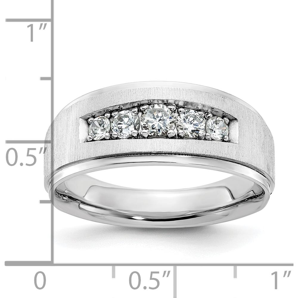 14K White Gold Polished and Brushed Five Stone Men's Ring Mounting by Monteluci Fine Jewelry