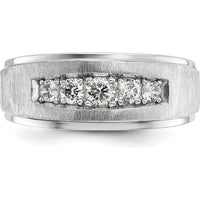 14K White Gold Polished and Brushed Five Stone Men's Ring Mounting by Monteluci Fine Jewelry