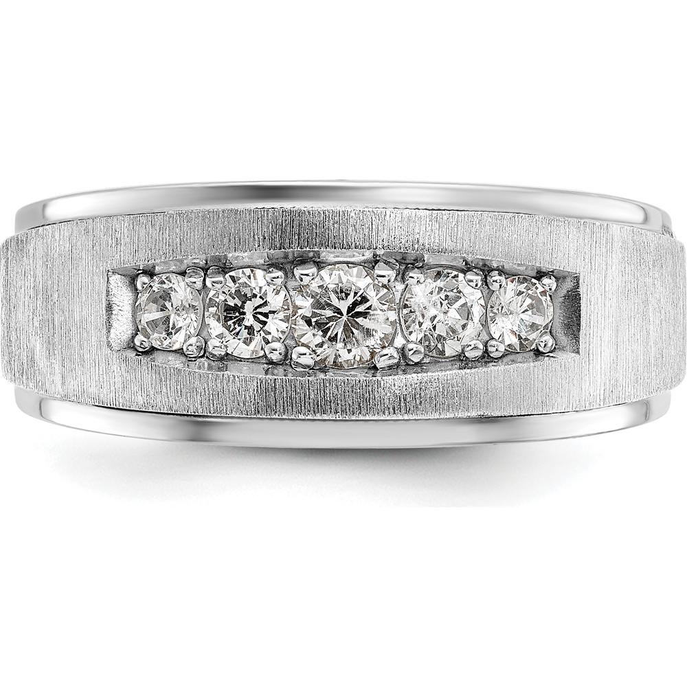 14K White Gold Polished and Brushed Five Stone Men's Ring Mounting by Monteluci Fine Jewelry
