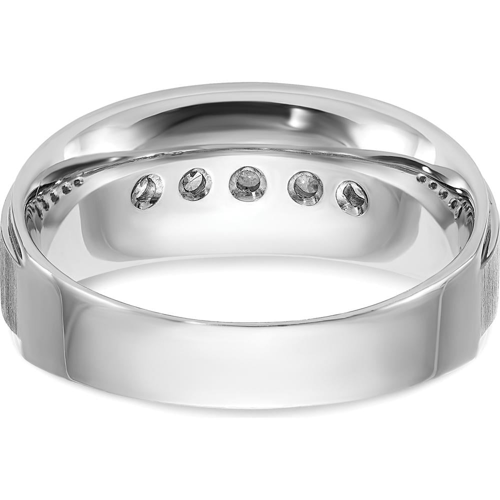 14K White Gold Polished and Brushed Five Stone Men's Ring Mounting by Monteluci Fine Jewelry