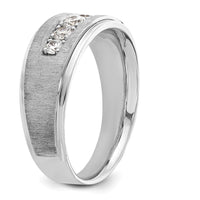 14K White Gold Polished and Brushed Five Stone Men's Ring Mounting by Monteluci Fine Jewelry