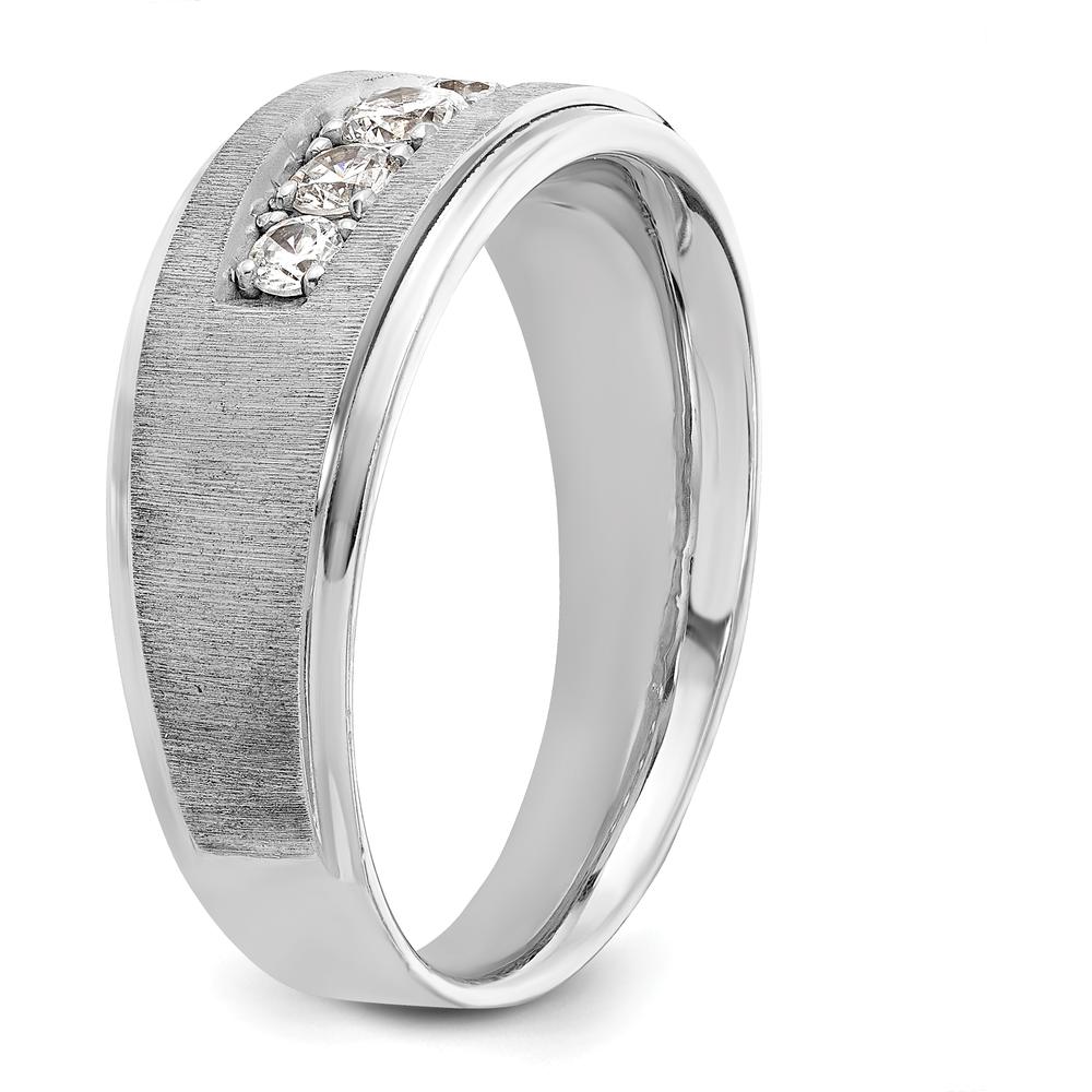14K White Gold Polished and Brushed Five Stone Men's Ring Mounting by Monteluci Fine Jewelry