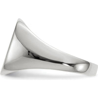 14K White Gold Polished and Brushed Men's Signet Ring - 13.5mm x 14.5mm Top Size by 0