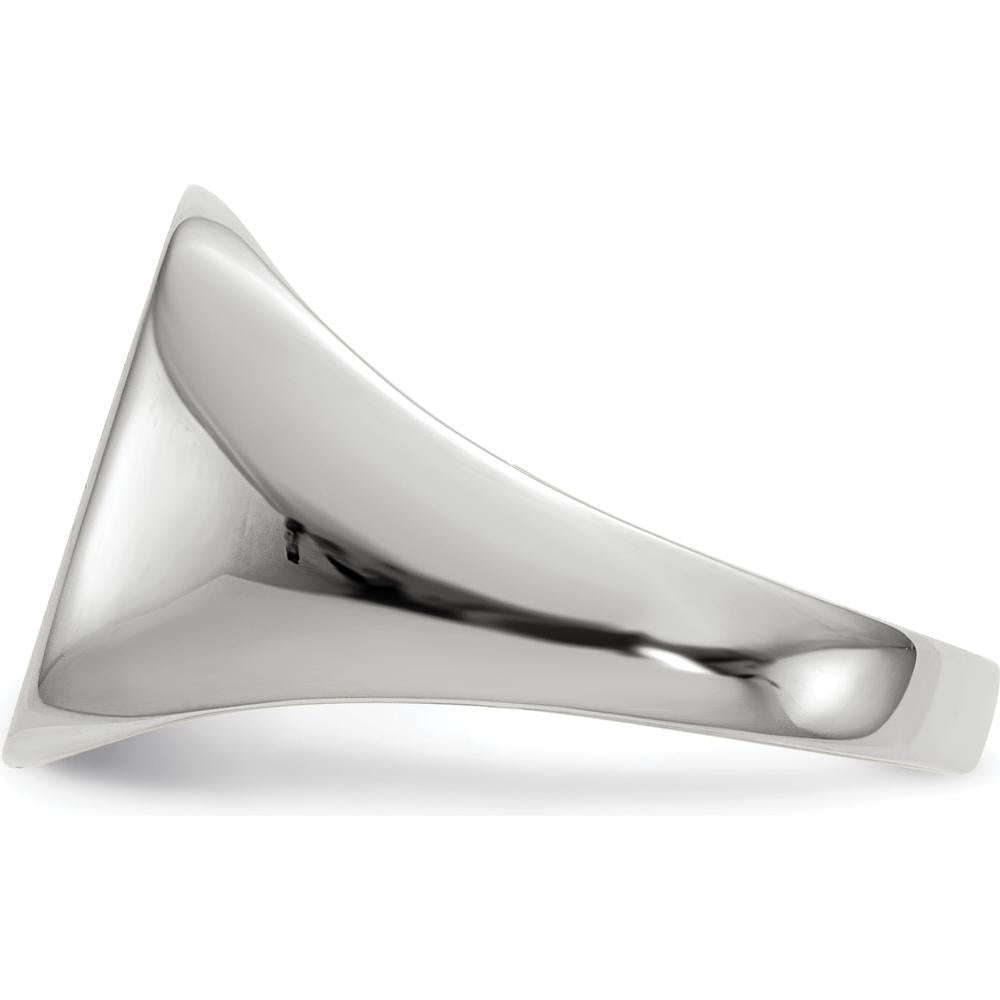14K White Gold Polished and Brushed Men's Signet Ring - 13.5mm x 14.5mm Top Size by 0