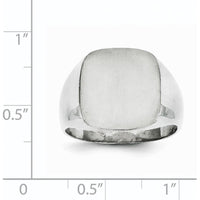 14K White Gold Polished and Brushed Men's Signet Ring - 13.5mm x 14.5mm Top Size by 0