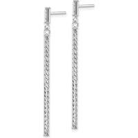 14K White Gold Polished and Diamond-Cut Bar Dangle Earrings - 55mm Length by 0