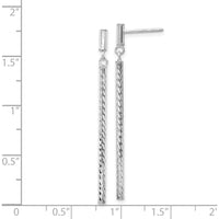 14K White Gold Polished and Diamond-Cut Bar Dangle Earrings - 55mm Length by 0
