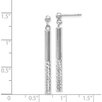 14K White Gold Polished and Diamond-cut Bar Dangle Earrings with Hollow Design by 0