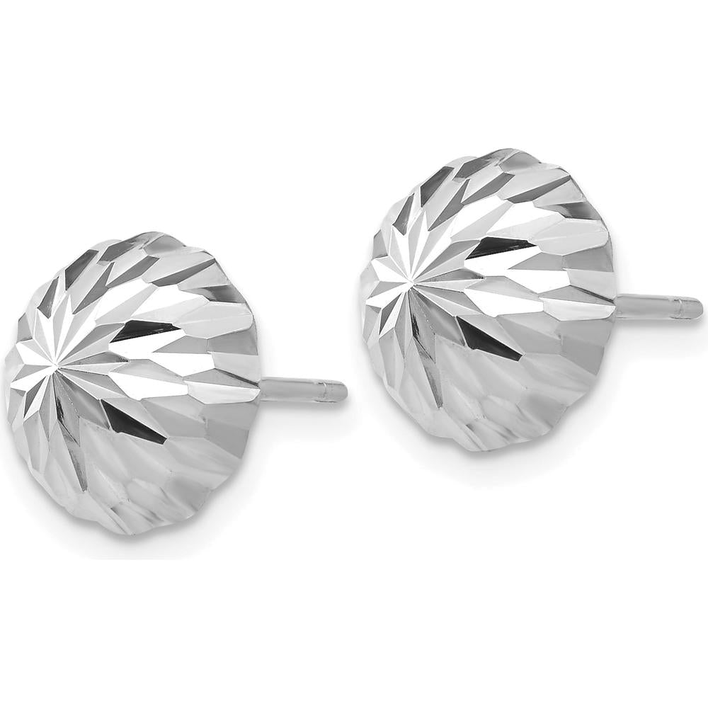 14K White Gold Polished & Diamond-Cut Half Ball Post Earrings - 9.5mm by Oro Pregiato