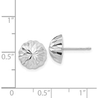 14K White Gold Polished & Diamond-Cut Half Ball Post Earrings - 9.5mm by Oro Pregiato