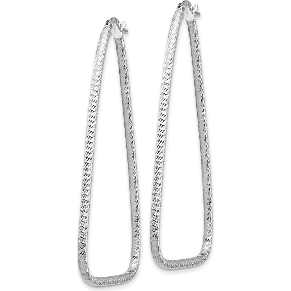 14K White Gold Polished & Diamond-Cut Large Hoop Earrings by 0