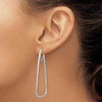 14K White Gold Polished & Diamond-Cut Large Hoop Earrings by 0