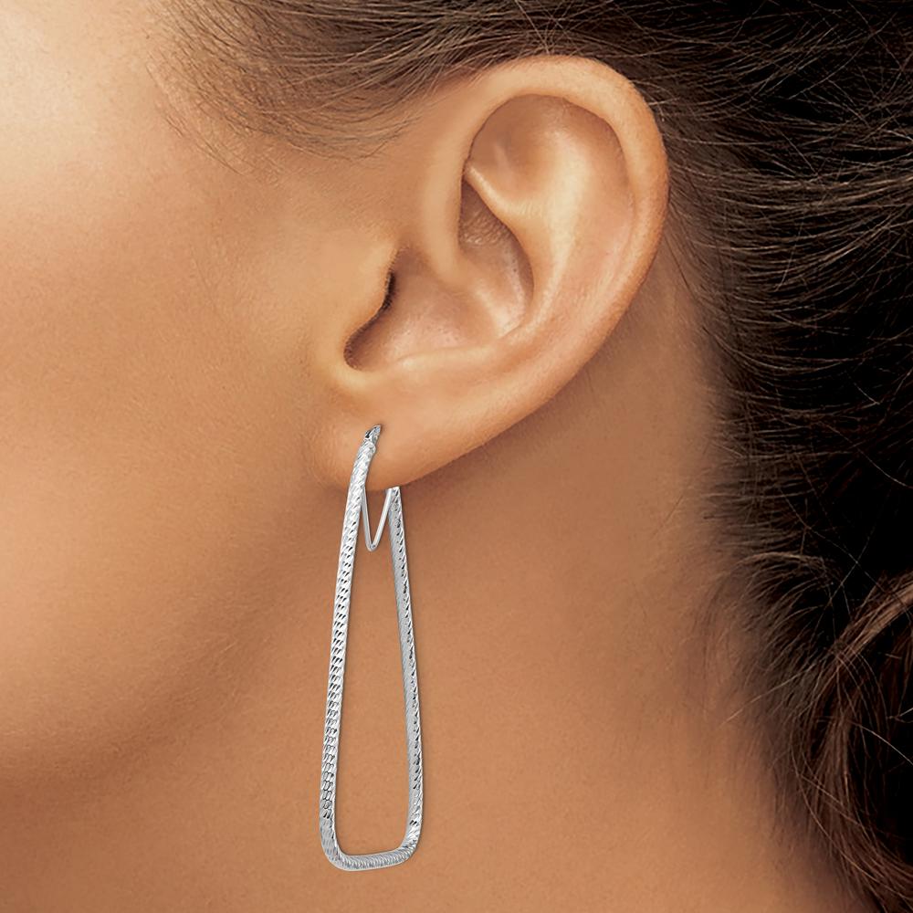 14K White Gold Polished & Diamond-Cut Large Hoop Earrings by 0