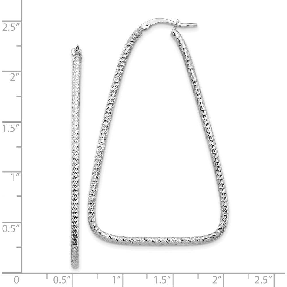 14K White Gold Polished & Diamond-Cut Large Hoop Earrings by 0