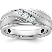 14K White Gold Polished and Grooved Men's Ring Mounting - 8.51mm Band Width by Oro Pregiato