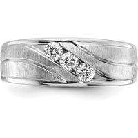 14K White Gold Polished and Grooved Men's Ring Mounting - 8.51mm Band Width by Oro Pregiato