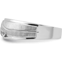 14K White Gold Polished and Grooved Men's Ring Mounting - 8.51mm Band Width by Oro Pregiato