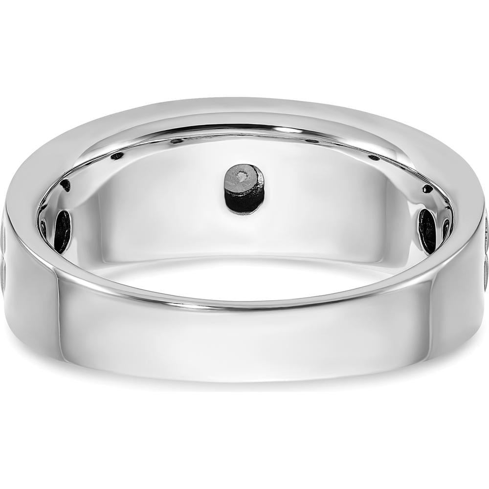 14K White Gold Polished and Grooved Men's Ring Mounting - 8.51mm Band Width by Oro Pregiato