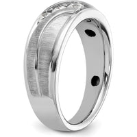 14K White Gold Polished and Grooved Men's Ring Mounting - 8.51mm Band Width by Oro Pregiato