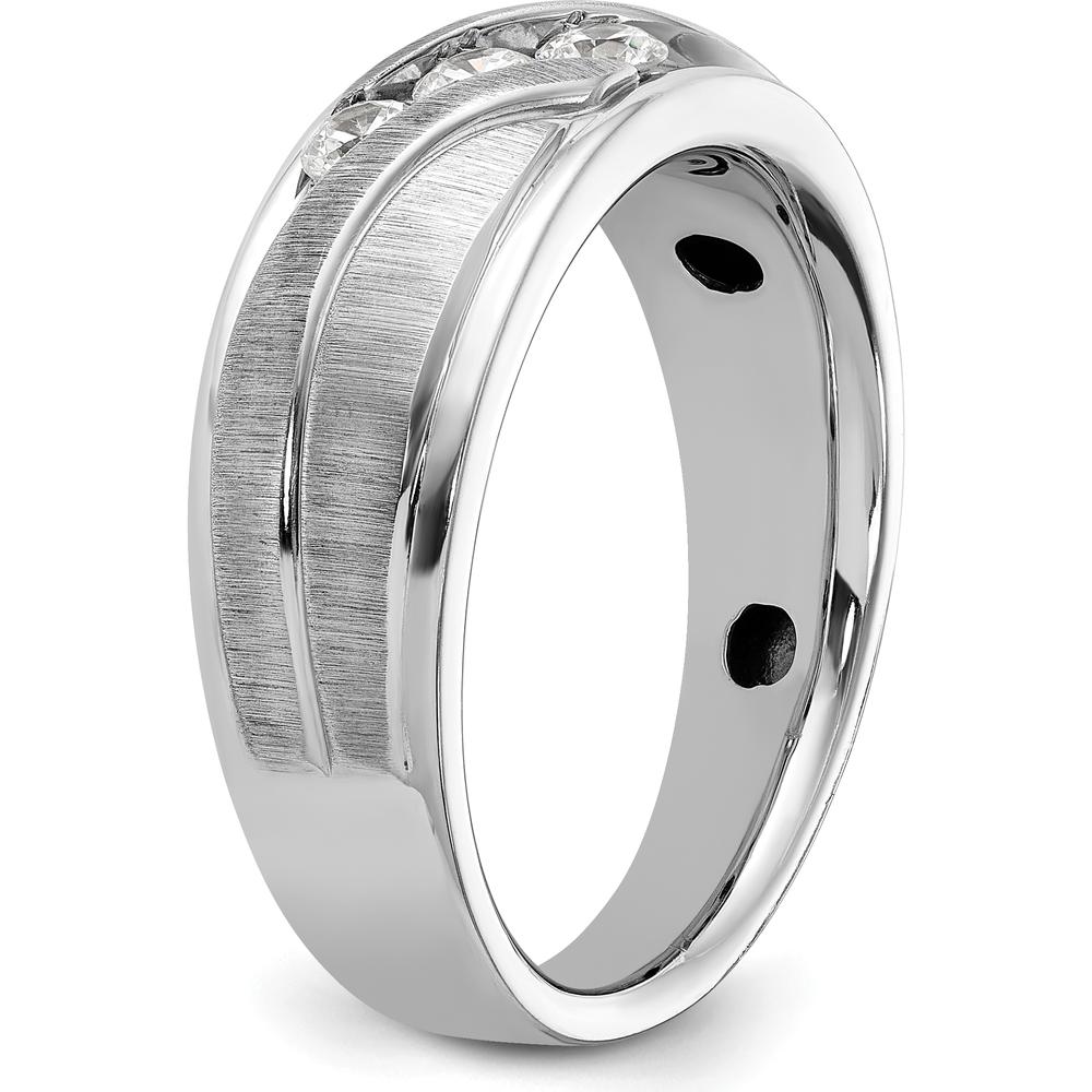 14K White Gold Polished and Grooved Men's Ring Mounting - 8.51mm Band Width by Oro Pregiato