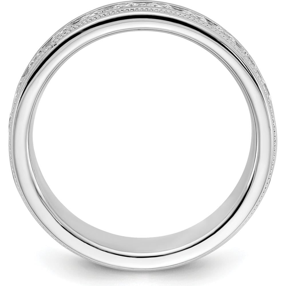 14K White Gold Polished and Milgrain Eleven Stone Men's Ring Mounting - Customizable Design by IBGoodman