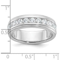 14K White Gold Polished and Milgrain Eleven Stone Men's Ring Mounting - Customizable Design by IBGoodman
