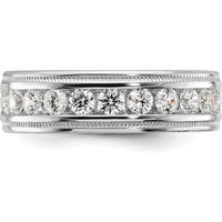 14K White Gold Polished and Milgrain Eleven Stone Men's Ring Mounting - Customizable Design by IBGoodman