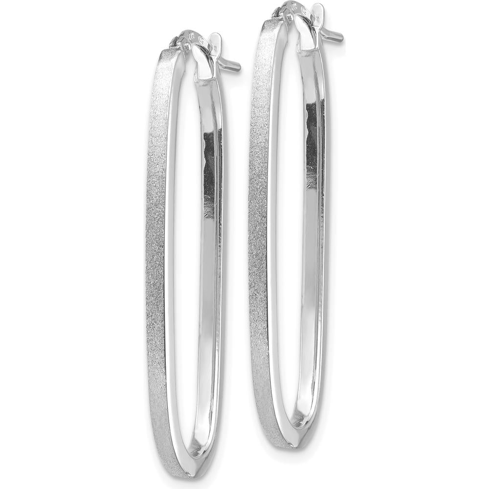 14K White Gold Polished & Satin 2mm Oval Hoop Earrings by 0