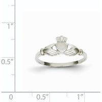 14K White Gold Polished and Satin Claddagh Ring - Symbol of Love and Loyalty by Oro Pregiato