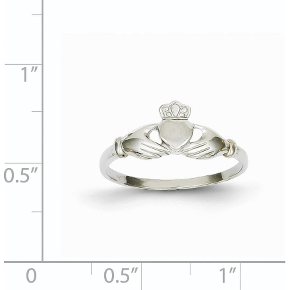 14K White Gold Polished and Satin Claddagh Ring - Symbol of Love and Loyalty by Oro Pregiato